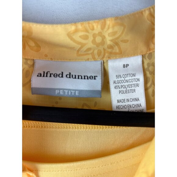 Alfred Dunner Petite 8P Yellow Floral Button-Up Blouse & Tank Top Set - Picture 5 of 6